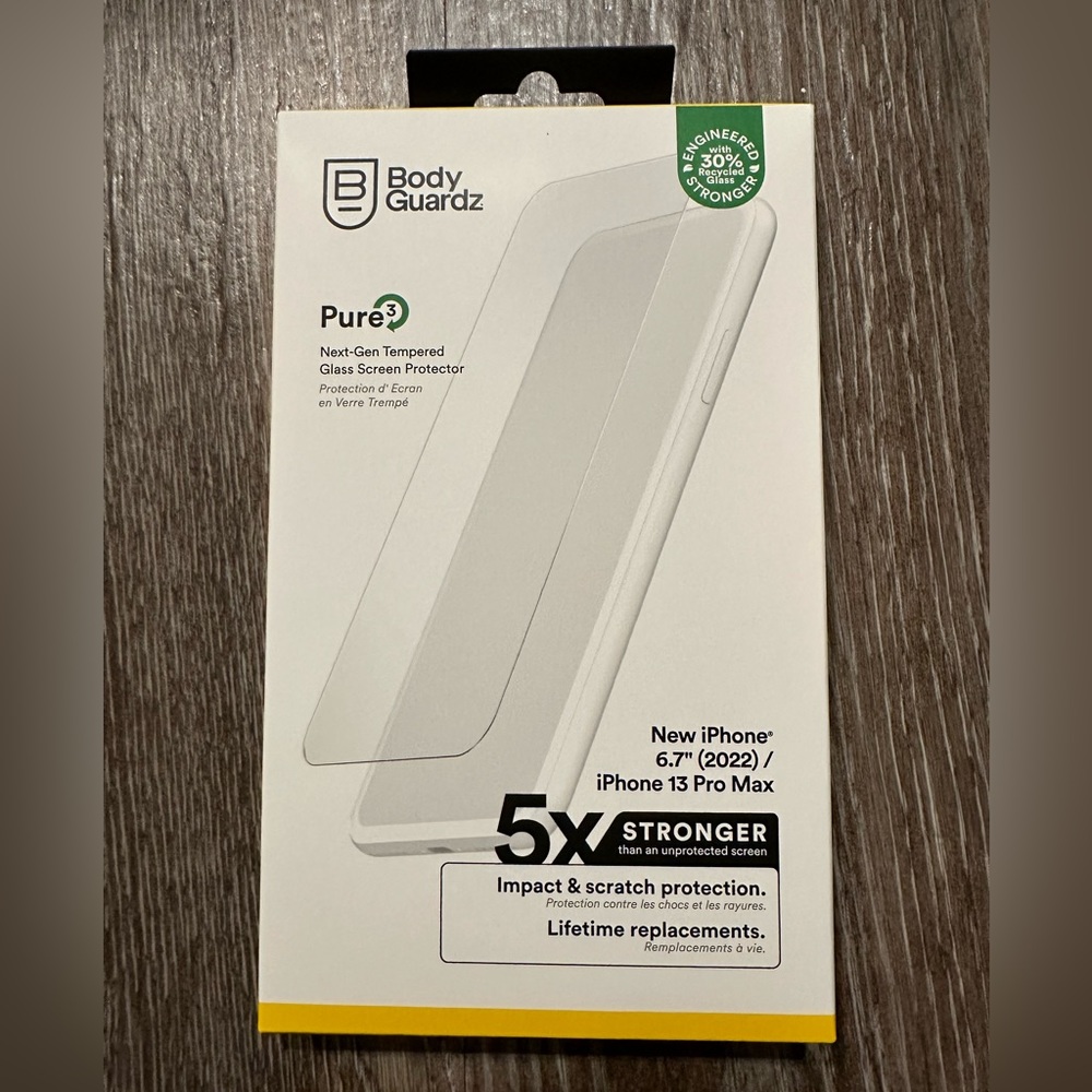 BodyGuardz Pure 3 Tempered Glass Screen Protector for Apple iPhone 13 Pro Max